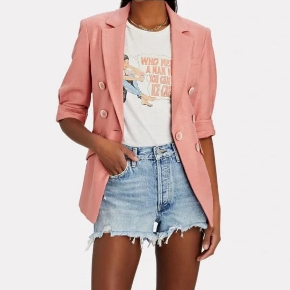 Veronica Beard Blazer Odile Dickey Pink Jacket Rosewood Double Breasted SZ 0 - Picture 4 of 16